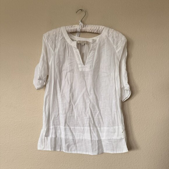 LOFT Top Womens Medium Embroidered Boho Coquette 90s Y2K V Neck Lightweight - Picture 1 of 8